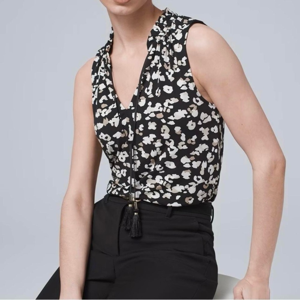 White House Black Market • Leopard Print Matte Jersey Tassel Tank Size Small